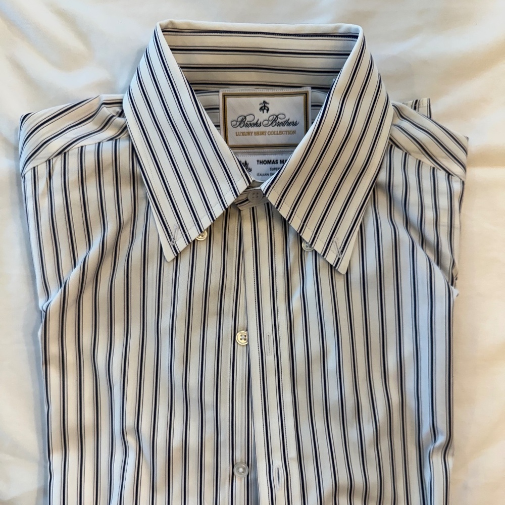 Brooks Brothers x Thomas Mason Milano Fit dress shirt 14H-34 Button-Down Collar